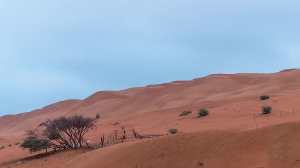 Wahiba Sands Desert in Oman at Sunrise Timelapse Also Known As Sharqiya Sands or Ramlat al-Wahiba