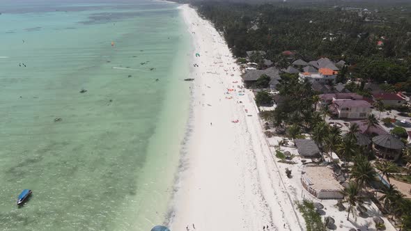 Aerial View of the Beach on Zanzibar Island Tanzania Slow Motion