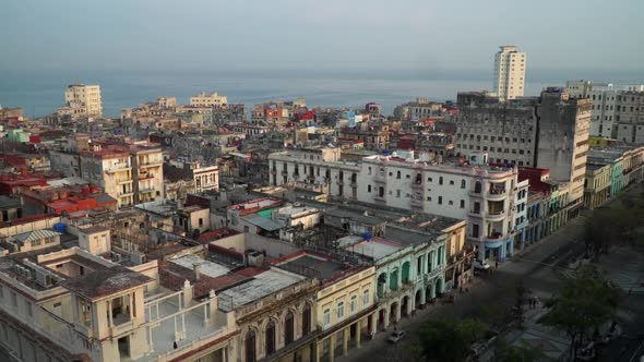 Skyline of Havana, Cuba with buildings and ocean in the background