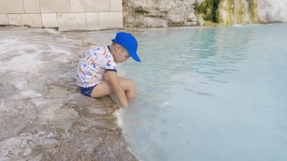 Child at Travertine Terrace in Pamukkale, Turkey