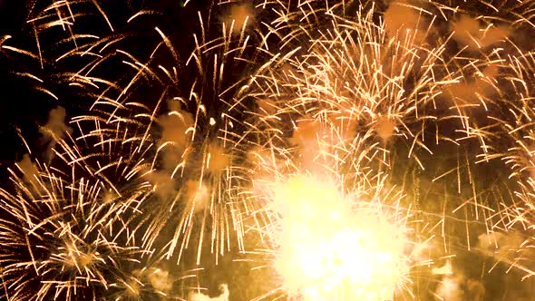 Beautiful continuous sparkling golden firework display