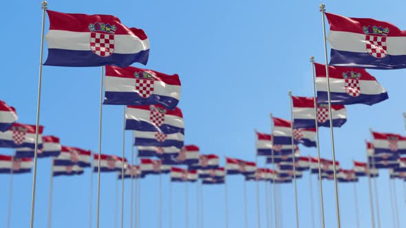 Croatia Row Of National flags Walk Throw Animation