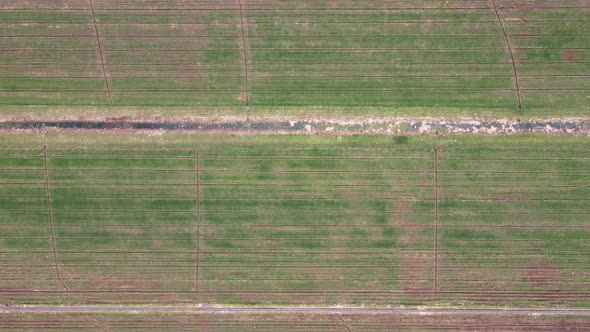 Aerial View of Winter Farmland