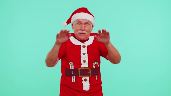 Mature Christmas Grandfather Man Dancing Trendy Dance for Social Media Fooling Around Having Fun