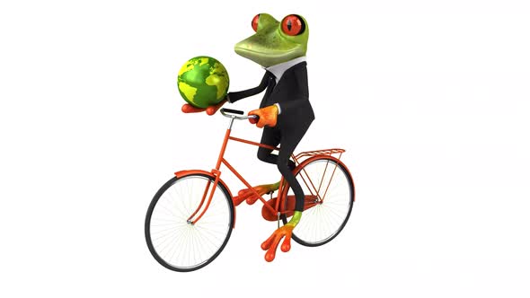 Fun frog on a bicycle - Digital animation