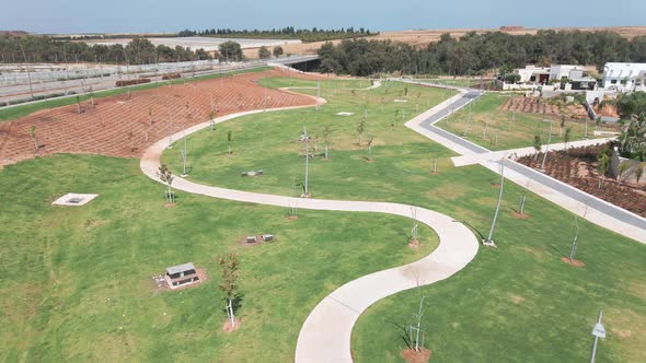 promenade at the noon, shot from above ,at southern district city in israel named by netivot