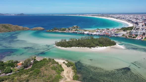 Stunning caribbean water of Coast city of Lakes Region of Rio de Janeiro Brazil