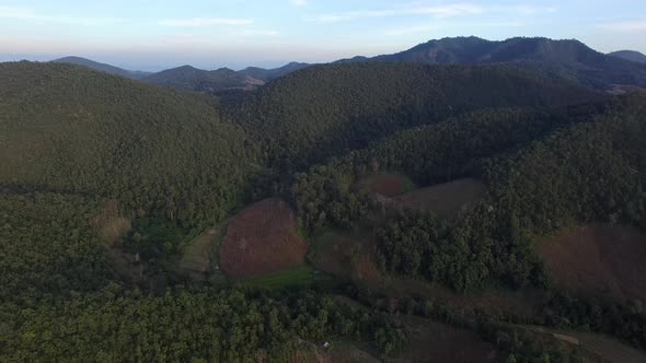 mountainous terrain aerialin North of Thailand