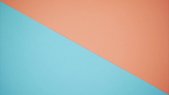Two Toy Planes Move Towards One Another Diagonally Over Blue-Coral Background. Stop Motion alt