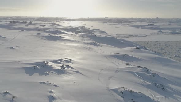 Antarctica Aerial Morning Sunrise Landscape View