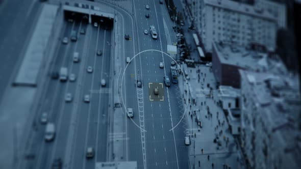 Advanced Spy Drone flying over the Road and Detecting a Suspicious Vehicle alt