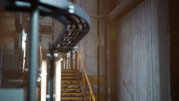 Interior of Car Factory with a Production Line