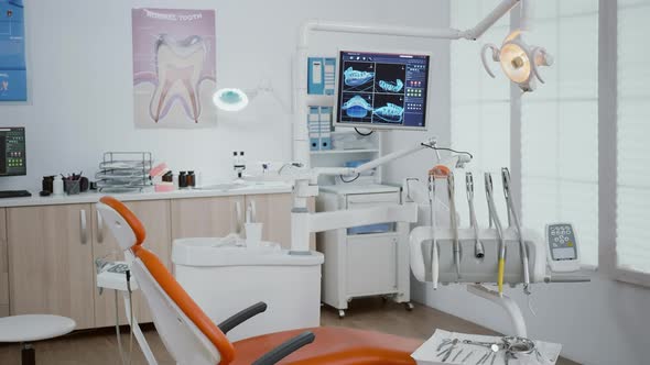 Closeup of Revealing Shot of Stomatology Orthodontist Office