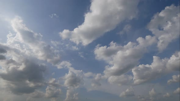 Time lapse of white cloud moving pass around sky background