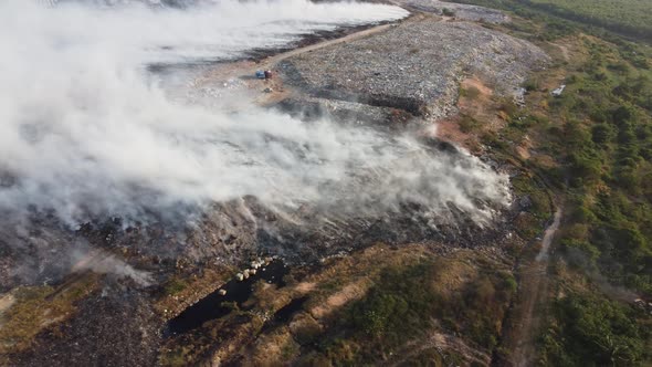 fire burning at landfill site