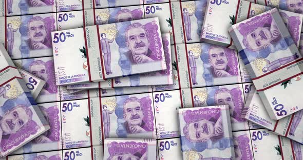 Colombia Pesos money banknotes packs surface