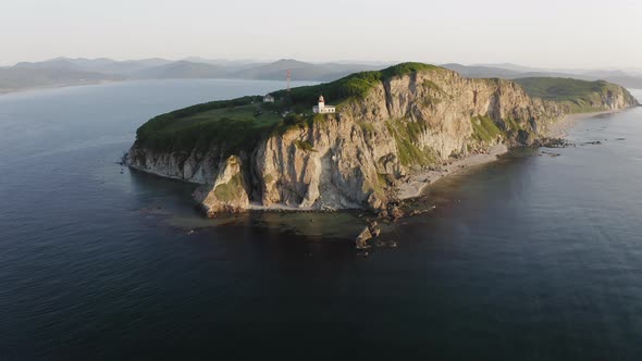 Lighthouse Baluzek on the Coast of the Sea of Japan