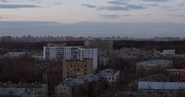 Evening city view with apartment blocks