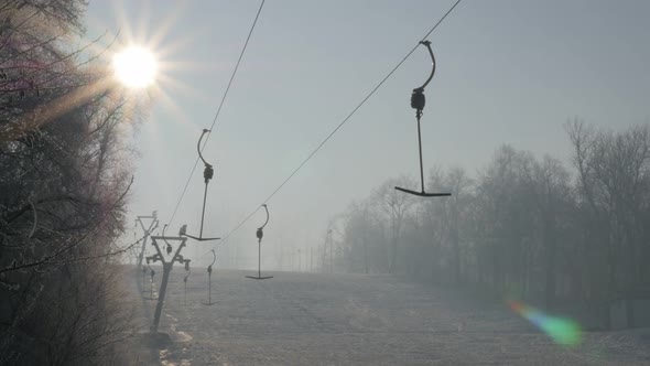 Eastern Serbian Kraljevica hill ski slopes  early morning   sun 4K 2160p UHD footage - Ski slopes ne