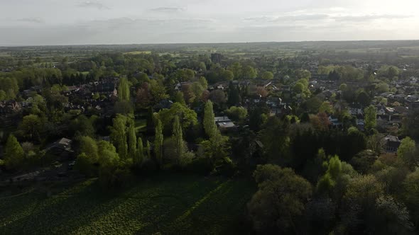 Spring Season Town Suburbs Landscape Aerial View England UK Warwickshire