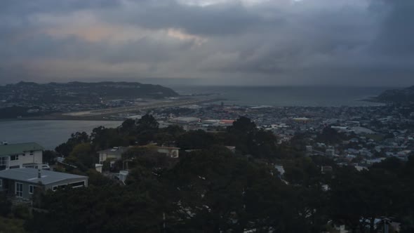 Wellington airport on rainy evening