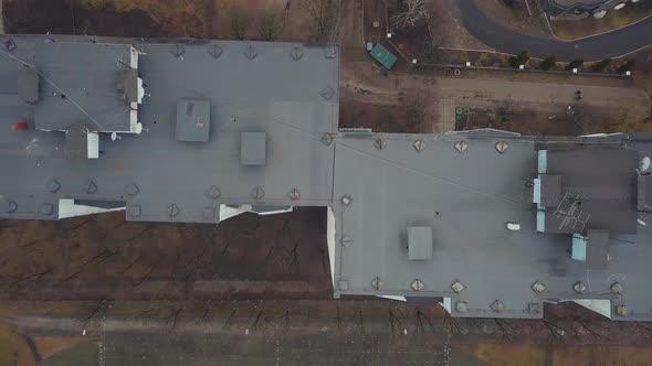 Top Down View Of House Rooftop At Day Drone Aerial