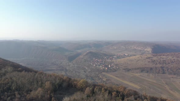 Small settlement under the hill of Eastern Serbia 4K drone footage