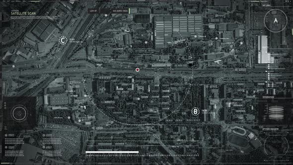 Advanced Tracking Network Technology Scanning Urban Cityscape Road For Criminals alt