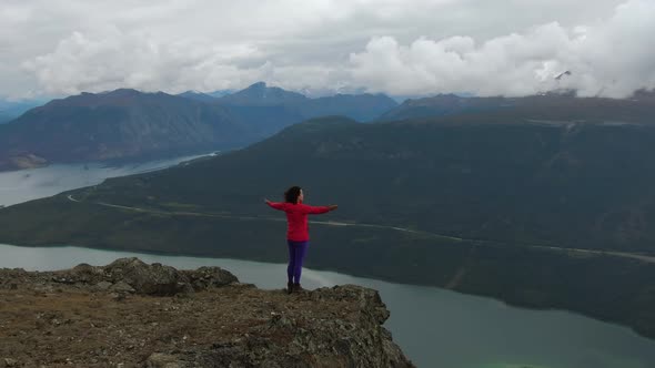 Adventurous Girl Hiking Up Nares Mountain