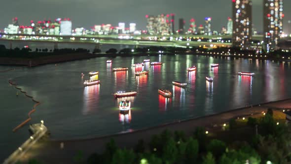 Night Time-Lapse Tokyo Bay Japan