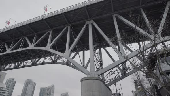 Granville island bridge and Yaletown on cloudy day