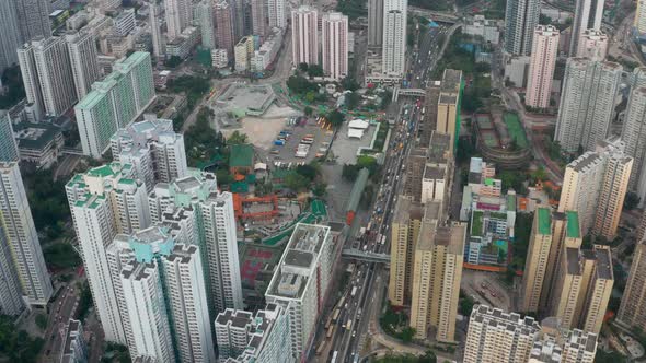 Top view of Hong Kong downtown