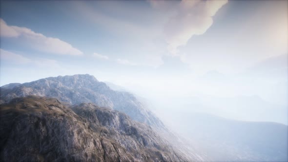 Volcano Crater Landscape with Fog