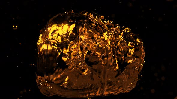 Super Slow Motion Shot of Golden Bubble in the Water