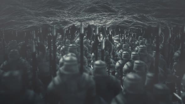Medieval Warriors Standing In Front Of Ocean Waves