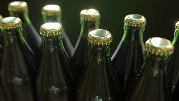 Green Bottles with Gold Caps