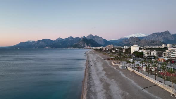 Morning Beach Aerial View Turkey Antalya 4 K