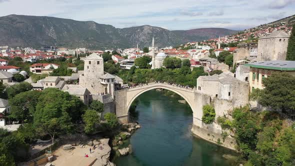Old Bridge Stari Most, Aerial View