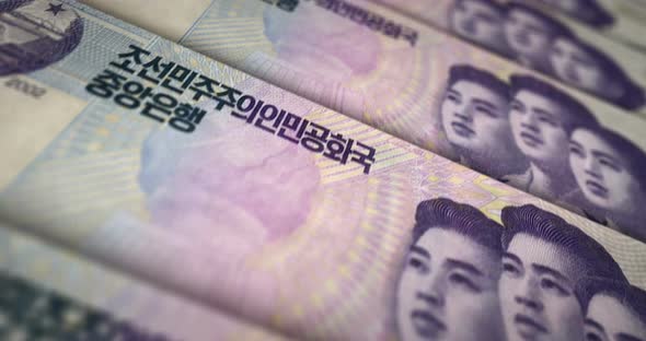 North Korea Won money banknote surface loop