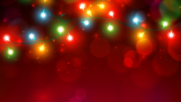 Animated Colorful Christmas Lights. Merry Christmas Happy New Year Holiday Greeting Card. Xmas