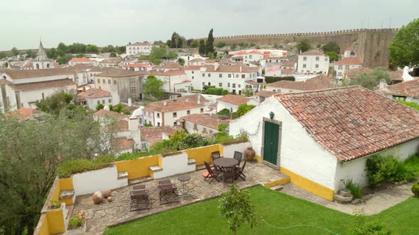 Gorgeous Looking Garden with Whole Town of Castle of Óbidos in Background