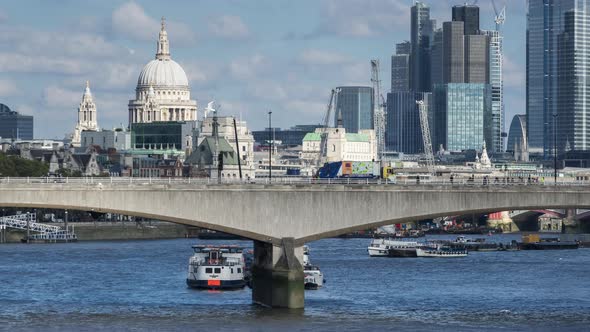 The London Financial District, with Waterloo Bridge in the First Place. 