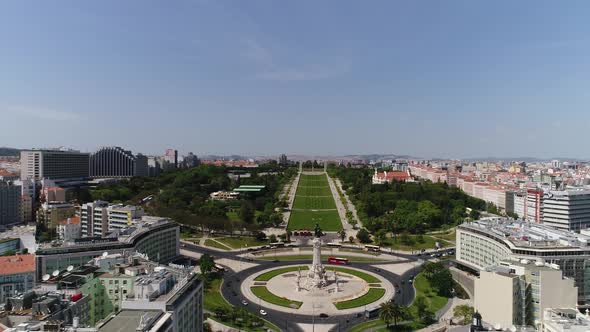 Aerial View of Marquês de Pombal Roundabout and Eduardo VII Park