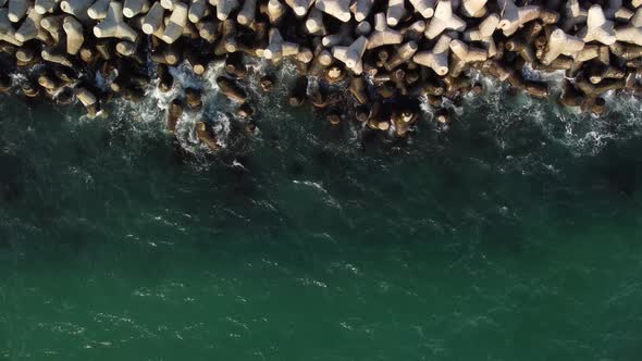 Aerial Drone View of a Breakwater