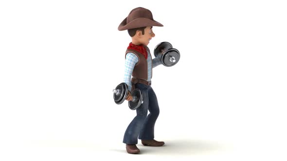 6 fun cartoon cowboys with weights alt