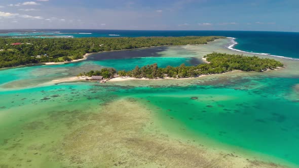 Drone aerial view of Erakor Island, Vanuatu, Port Vila