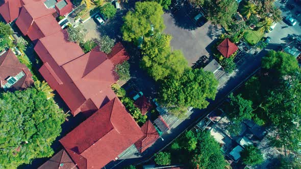 Flight Overlooking the City of Bali on the Indian Ocean 