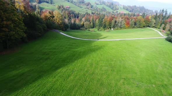  Aerial video of Entlebuch countryside in Switzerland