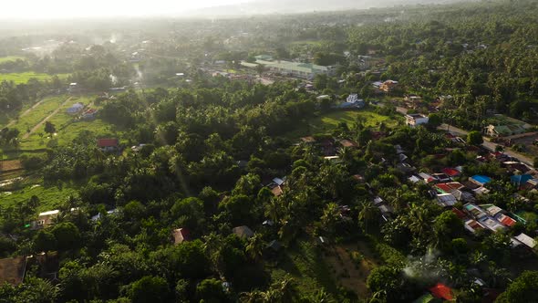 Asian Town in the Early Morning Aerial View