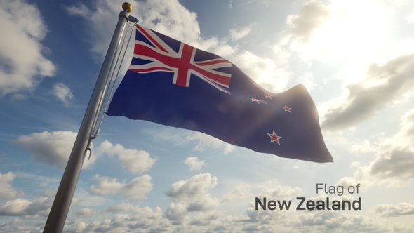 New Zealand Flag on a Flagpole